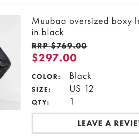 Muubaa London Black Women's Leather Blazer (Size 12) - Picture 6 of 7